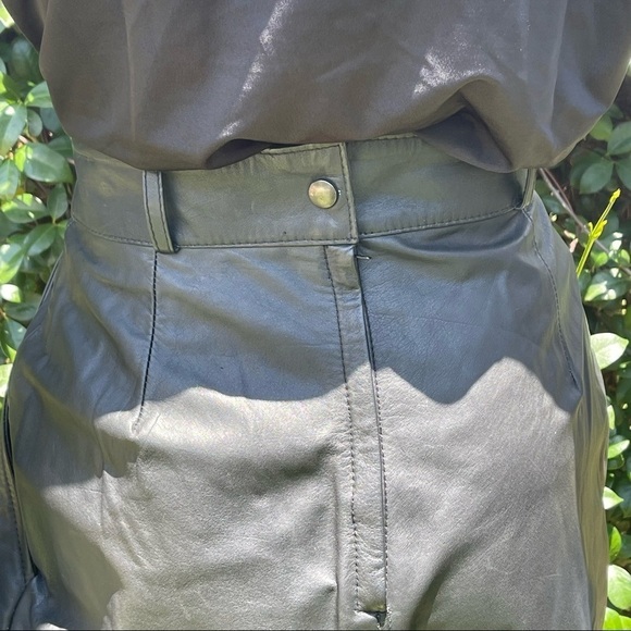 Vintage 80’s Leather Maxi Chaus Moto Black Butter Soft Vented Lined Skirt - Picture 12 of 16